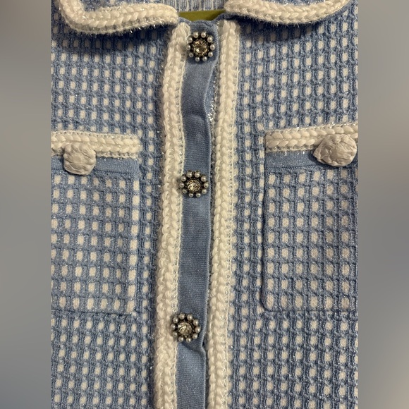 Self-Portrait Blue Tweed Dress Size UK 10 / US 6 - Picture 6 of 8